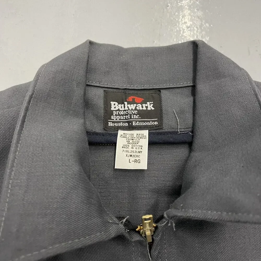 Vintage 90s Grey Canvas Cotton Boxy Workwear Mechanic Jacket